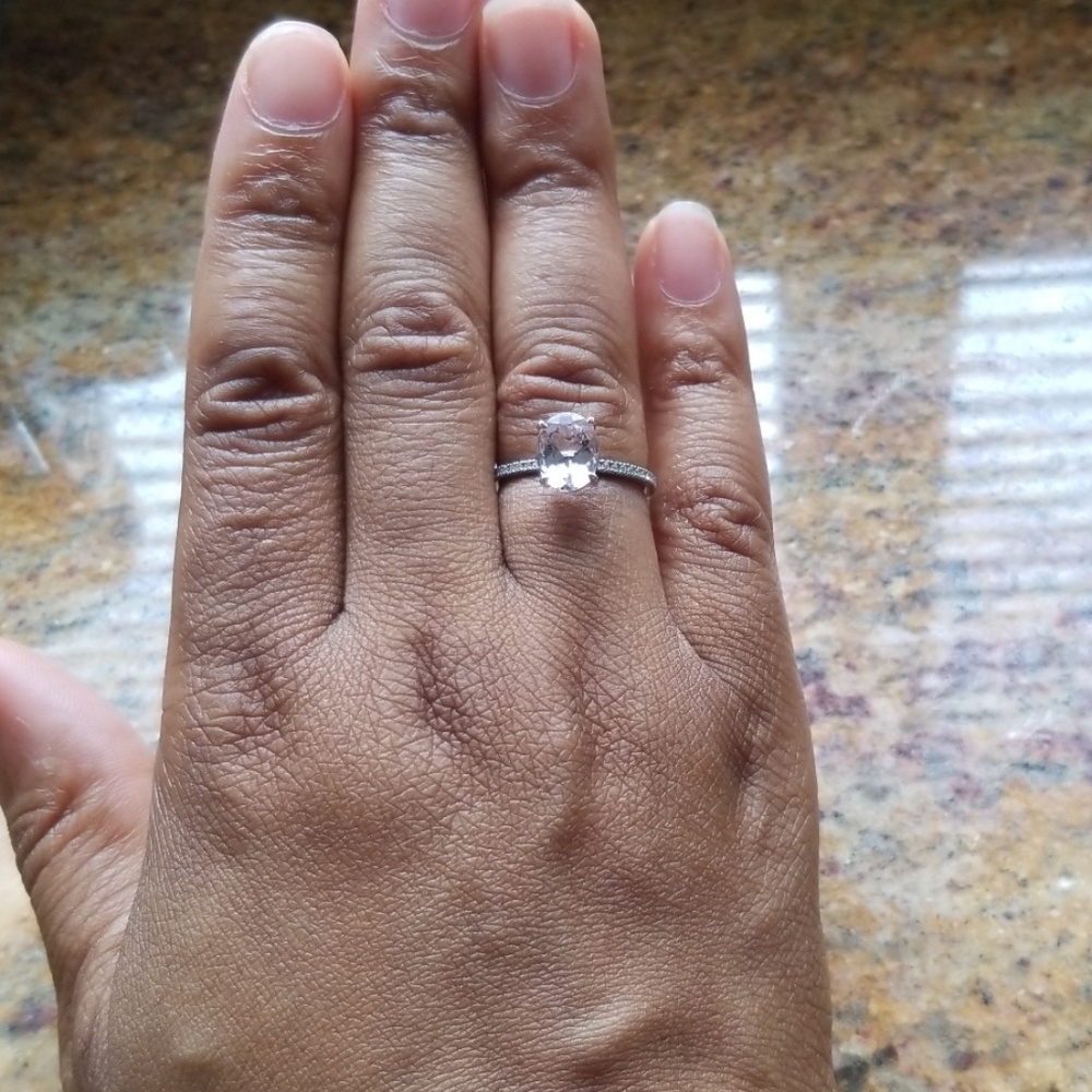 Sold offline- Oval Morganite and side diamond ring